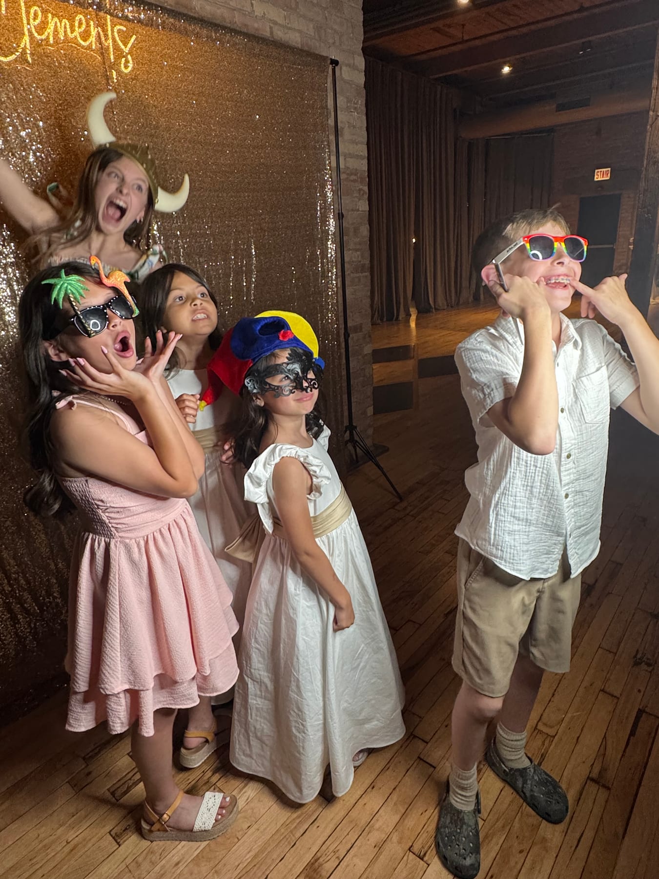 Children having fun with props