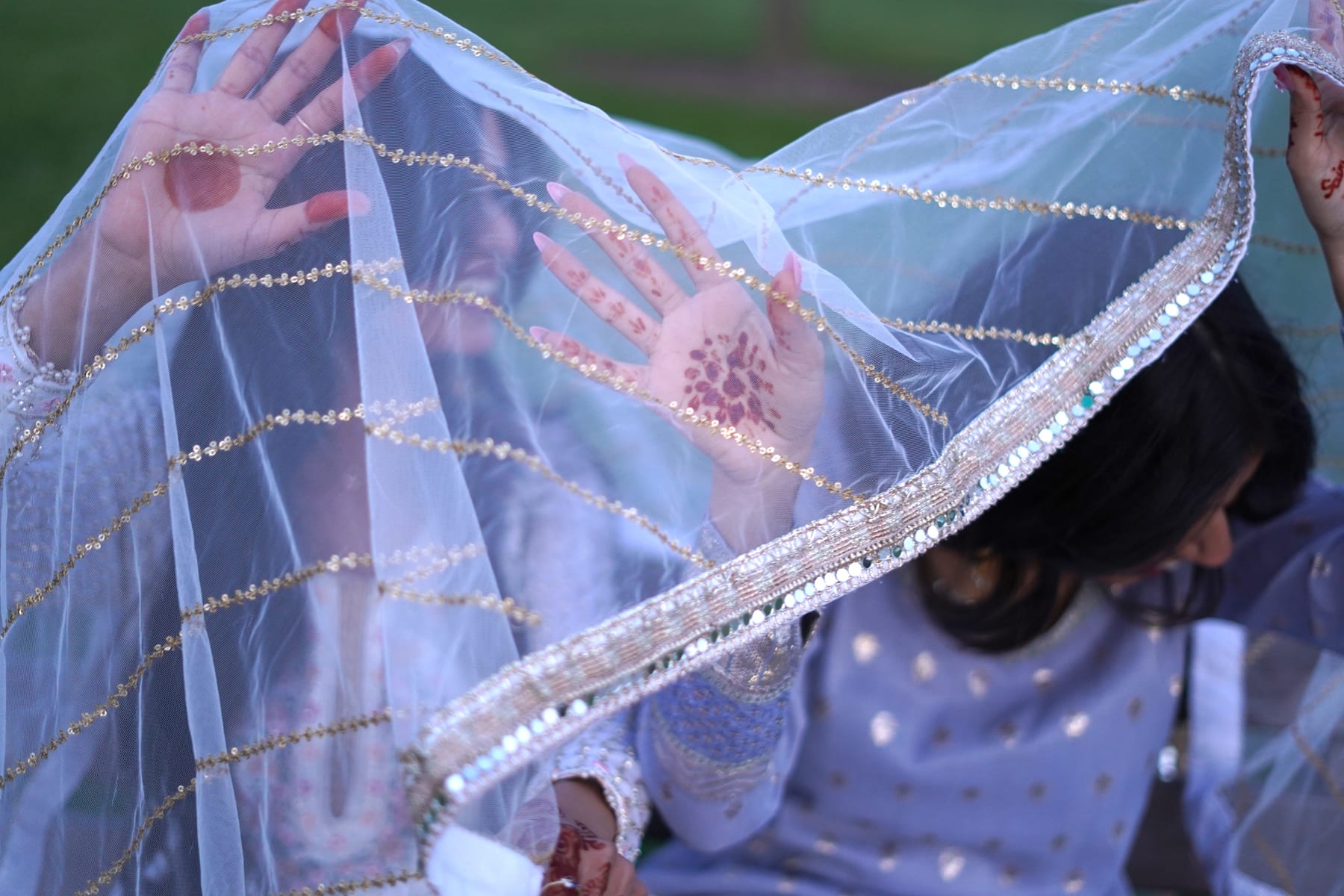 Wedding portrait through a veil